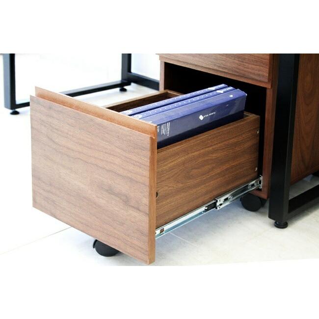 デスクワゴン 横幅34cm 3段 チェスト キャビネット キャスター付き 木製 収納ケース 書類整理 オフィス収納 デスク収納 デスクキャビネット ブラウン |  | 03