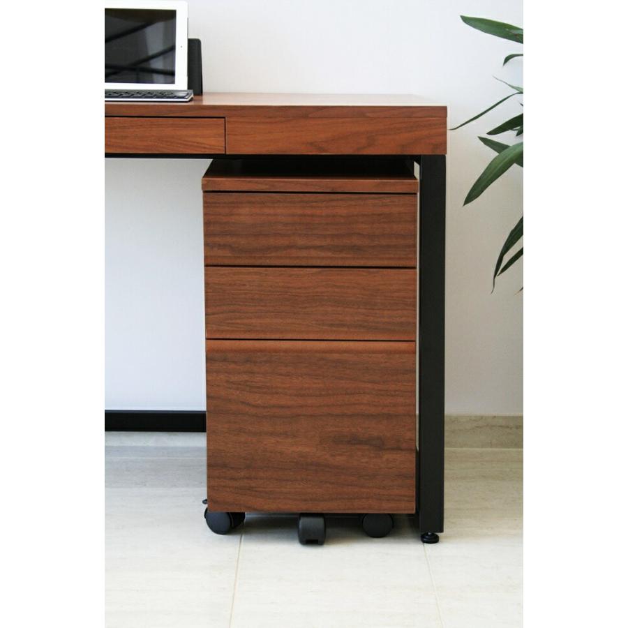 デスクワゴン 横幅34cm 3段 チェスト キャビネット キャスター付き 木製 収納ケース 書類整理 オフィス収納 デスク収納 デスクキャビネット ブラウン |  | 04