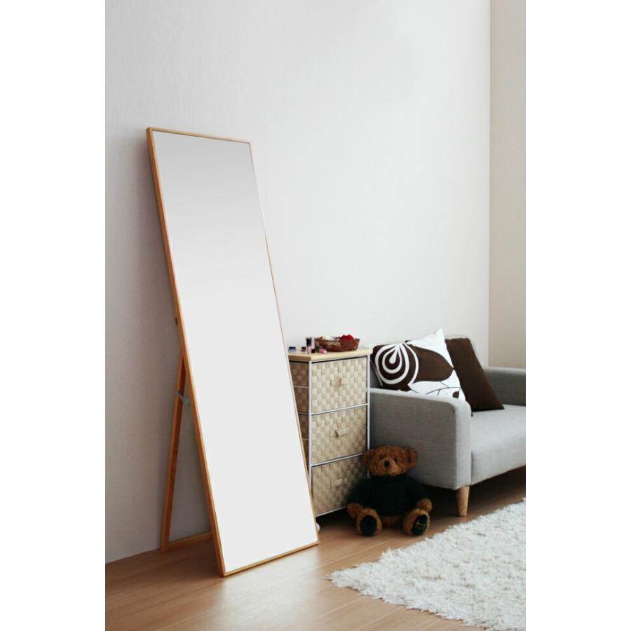 姿見 ミラー ワイド 鏡 スタンドミラー 全身鏡 姿見鏡 飛散防止 細枠 細フレーム 完成品 おしゃれ 自立式 ダークブラウン ナチュラル スリムタイプ |  | 06