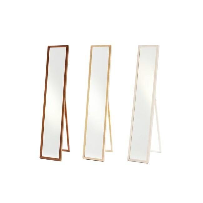 姿見 スタンドミラー ミラー 鏡 全身鏡 木製 天然木 おしゃれ 北欧 姿見鏡 細身 飛散防止 自立式 インセットミラー ブラウン ナチュラル ホワイト | 