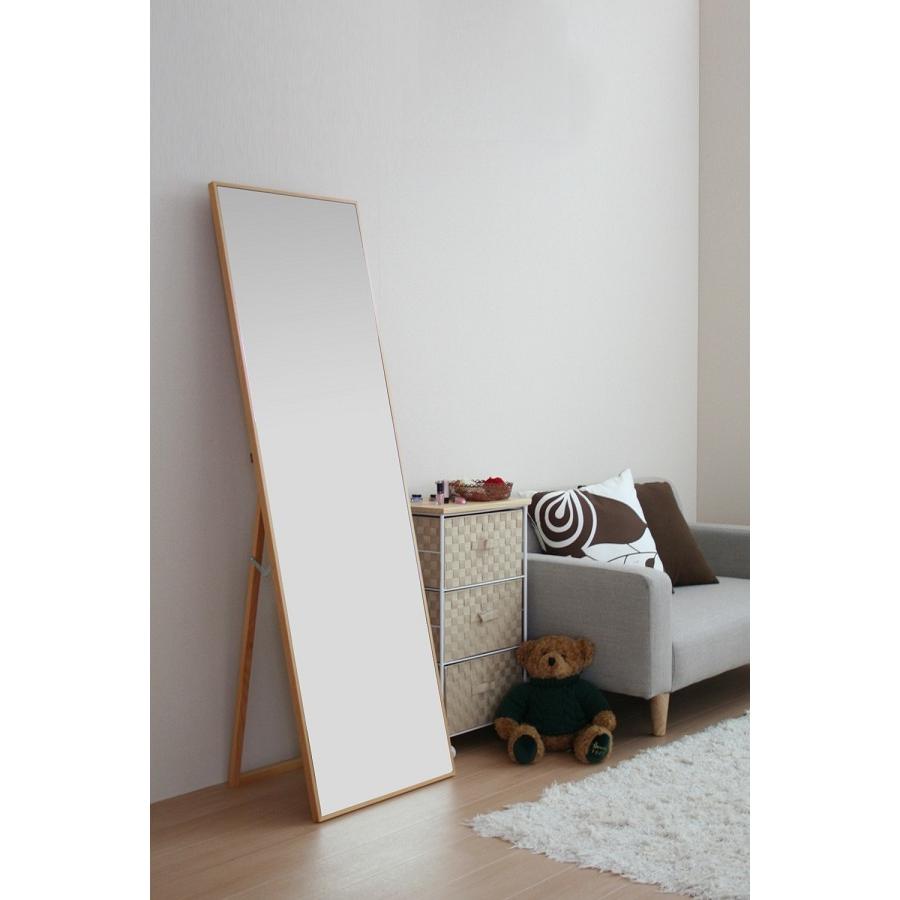 姿見 ミラー ワイド 鏡 全身鏡 姿見鏡 スタンドミラー タイトスタイルミラー スリムタイプ 細身 飛散防止 自立 着替え ダークブラウン ナチュラル シンプル |  | 02