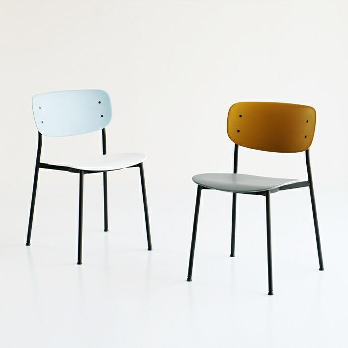 デスクチェア スタッキング 完成品 アームレス プラスチック グレーホワイト/イエローグレー ダイニングチェア 肘無 パソコンチェア オフィスチェア おしゃれ | ブランド登録なし | 03