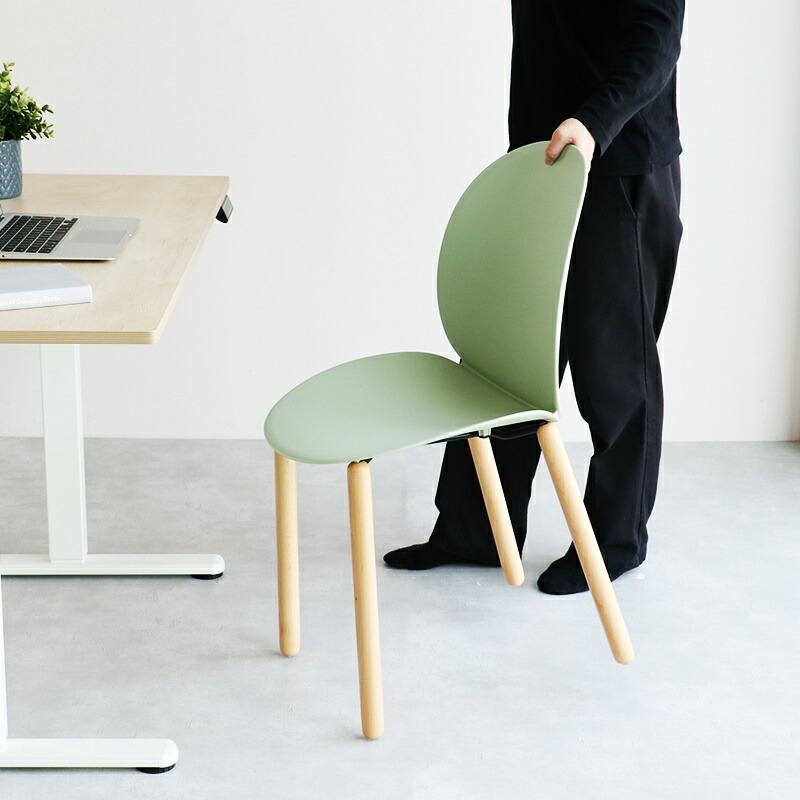 ラウンジチェア ダイニングチェア 木脚 アームレス 肘無 オフィス エントランス デスクチェア かわいい おしゃれ カフェチェア ホワイト グリーン ポップ 天然木 | ブランド登録なし | 16