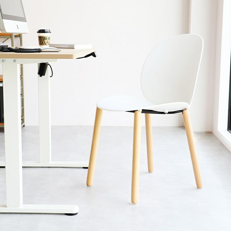 ラウンジチェア ダイニングチェア 木脚 アームレス 肘無 オフィス エントランス デスクチェア かわいい おしゃれ カフェチェア ホワイト グリーン ポップ 天然木 | ブランド登録なし | 17