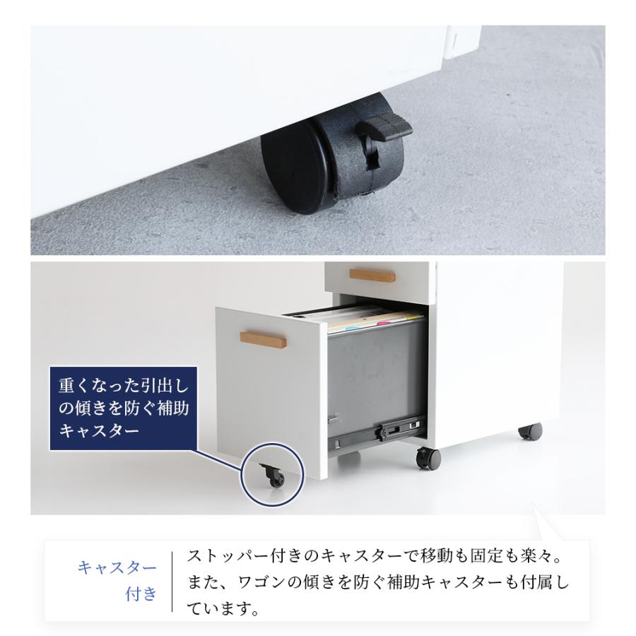 デスクワゴン キャスター付き 3段 完成品 オフィスワゴン 金属製 デスク収納 スチール製  ブラック ホワイト デスクキャビネット デスク収納 オフィス収納 | ブランド登録なし | 14