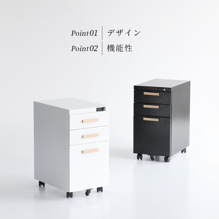 デスクワゴン キャスター付き 3段 完成品 オフィスワゴン 金属製 デスク収納 スチール製  ブラック ホワイト デスクキャビネット デスク収納 オフィス収納 | ブランド登録なし | 03