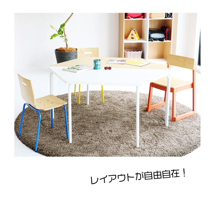 台形型テーブル 学校用テーブル 学習テーブル 勉強テーブル キッズスペース ナチュラル ホワイト ソファーテーブル コンパクト 省スペース かわいい 北欧 児童用 | ブランド登録なし | 01