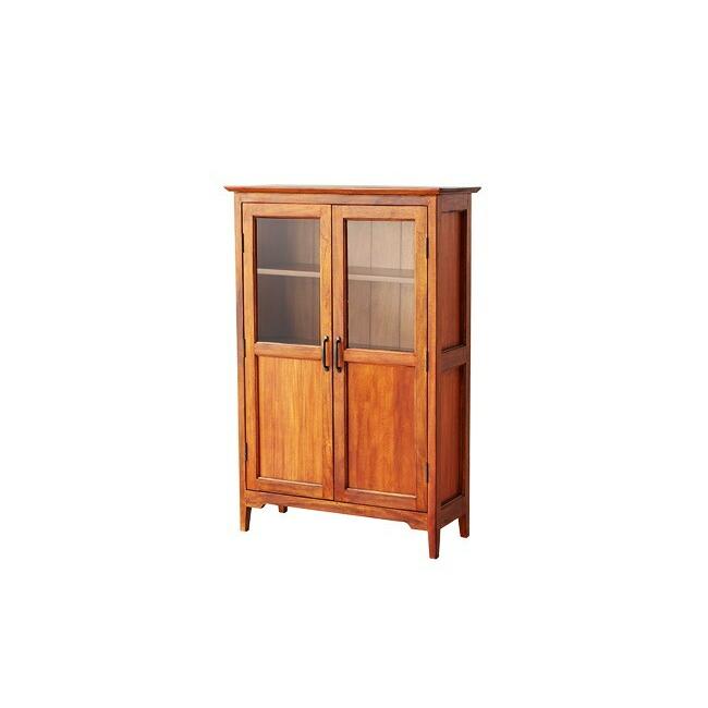 キャビネット ガラスキャビネット 完成品 木製 おしゃれ アンティーク 北欧 レトロ モダン 本棚 扉付き ヴィンテージ 高級感 ブラウン 和モダン | 