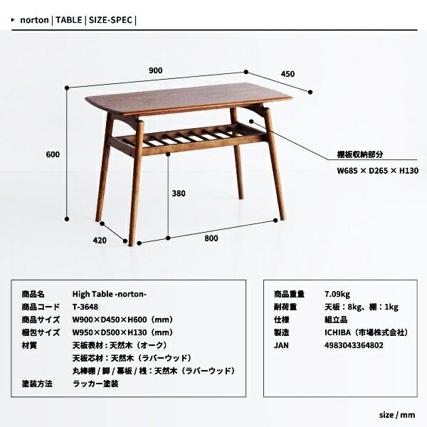 ハイテーブル ソファテーブル 棚付き 高め ダイニングテーブル 一人用 リビングテーブル 木製 シンプル 木目 おしゃれ 北欧 カントリー ブラウン 長方形 | ブランド登録なし | 16