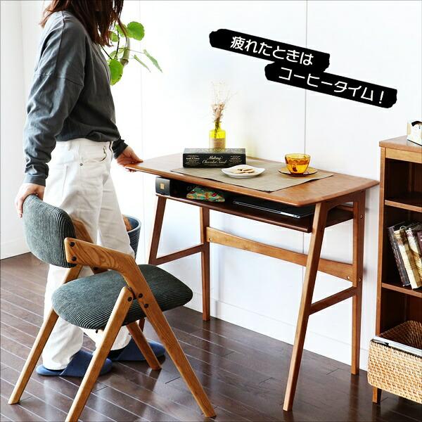 デスク パソコンデスク 書斎机 幅90cm コンパクト おしゃれ 木製 和風 ブラウン 北欧 モダン 省スペース レトロ PCデスク シンプル 在宅ワーク 天然木  木目 | ブランド登録なし | 16