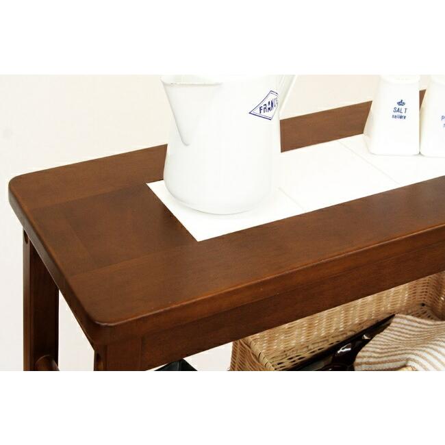 キッチンワゴン 4段 キャスター付 幅56 スリムワゴン タイル天板 木製 タイルトップ 耐熱 おしゃれ キッチン収納 ホワイト 北欧 カントリー かわいい |  | 02