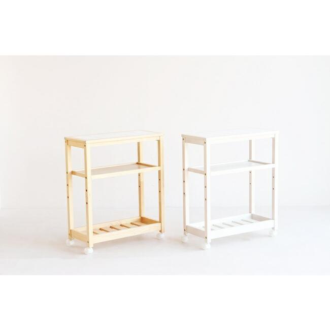 キッチンワゴン 3段 キャスター付 タイル天板 木製 タイルトップ 耐熱 キッチン収納 ホワイト ナチュラル 北欧 おしゃれ スリム キッチンラック |  | 01