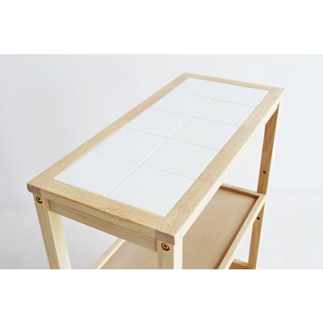 キッチンワゴン 4段 キャスター付 タイル天板 木製 タイルトップ 耐熱 キッチン収納 リビング収納 北欧 おしゃれ スリムワゴン キッチンラック |  | 07