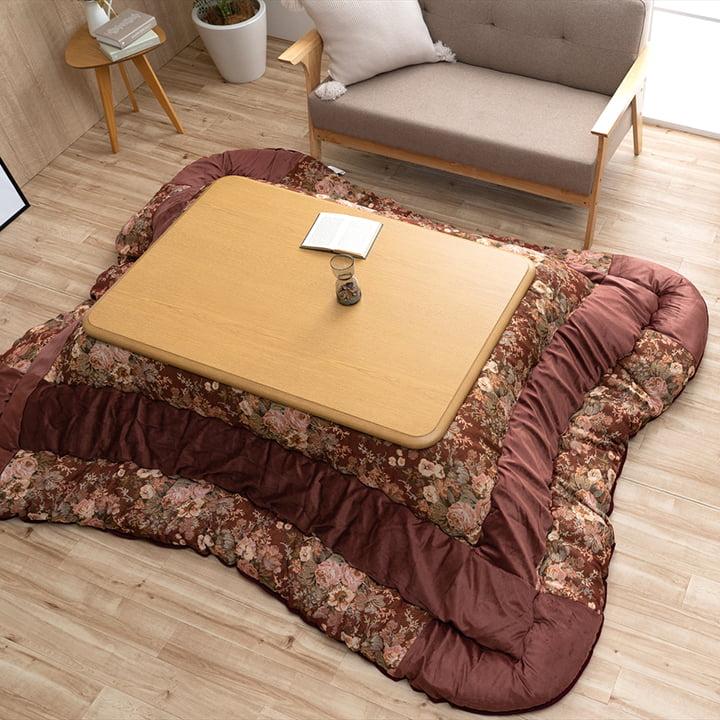 こたつ布団 日本製 長方形 大判 エレガンス柄 省エネ 約205×285cm こたつ掛布団 おしゃれ あったか 炬燵掛け布団 ボリューム ベージュ ローズ |  | 01