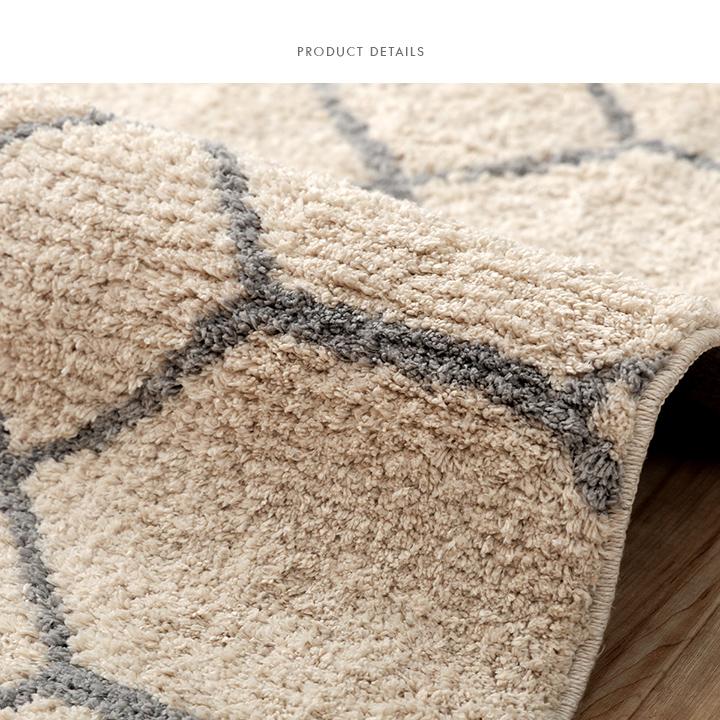 カーペット ふんわりラグ アイボリー 約190×190cm ボリュームタイプ 洗える ウォッシャブル 幾何柄 ラグマット ラグ ラグカーペット カーペットラグ 正方形 | ブランド登録なし | 08