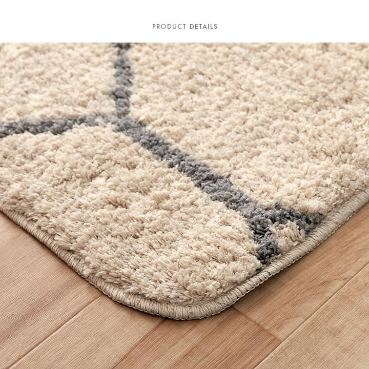 カーペット ふんわりラグ アイボリー 約190×190cm ボリュームタイプ 洗える ウォッシャブル 幾何柄 ラグマット ラグ ラグカーペット カーペットラグ 正方形 | ブランド登録なし | 09