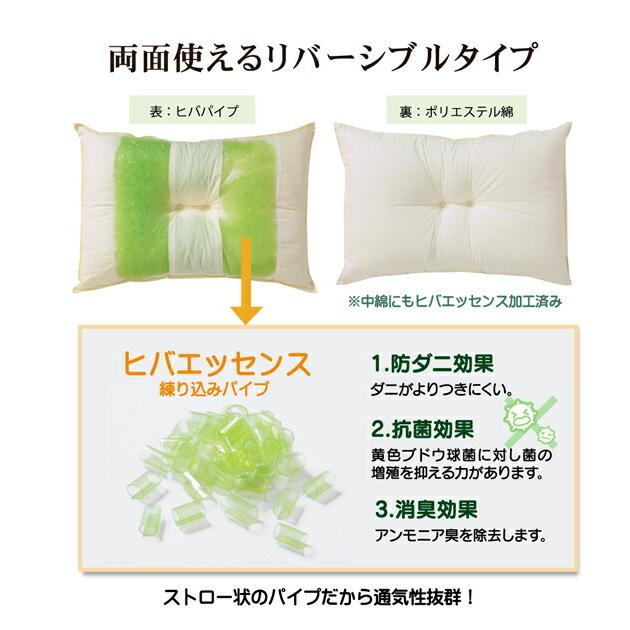 送料無料 パイプ まくら パイプまくら 枕 ピロー ヒバエッセンス使用 森の眠りひば枕H』 約35×50×14cm 高め 洗える 防ダニ 抗菌 防臭効果 |  | 02