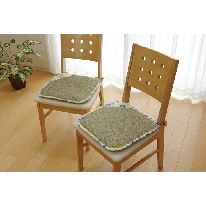 い草クッション 椅子用 2枚組 約40×40cm クッション い草 シート 花柄 『フォンターナ』 抗菌 防臭 |  | 06
