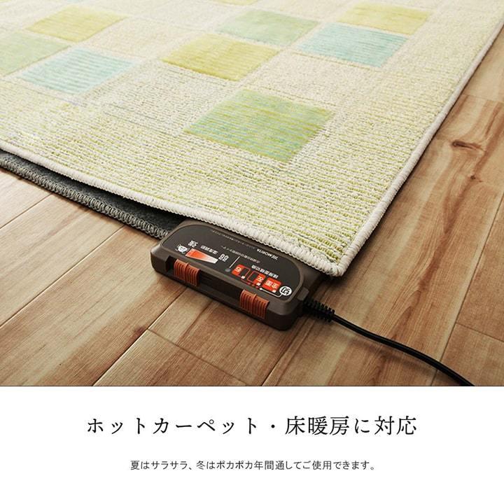 ラグ タフト 洗える 約185×185cm 正方形 リーフ柄 ボーダー 日本製 抗菌防臭 ホットカーペット 床暖房 対応 オールシーズン マット 絨毯 カーペット おしゃれ |  | 09