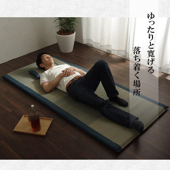 送料無料 い草 い草マット 国産 ごろ寝マット フリーマット 枕付 シングル （マット 約90×200cm）（枕 約40×20cm） お昼寝 おしゃれ |  | 03