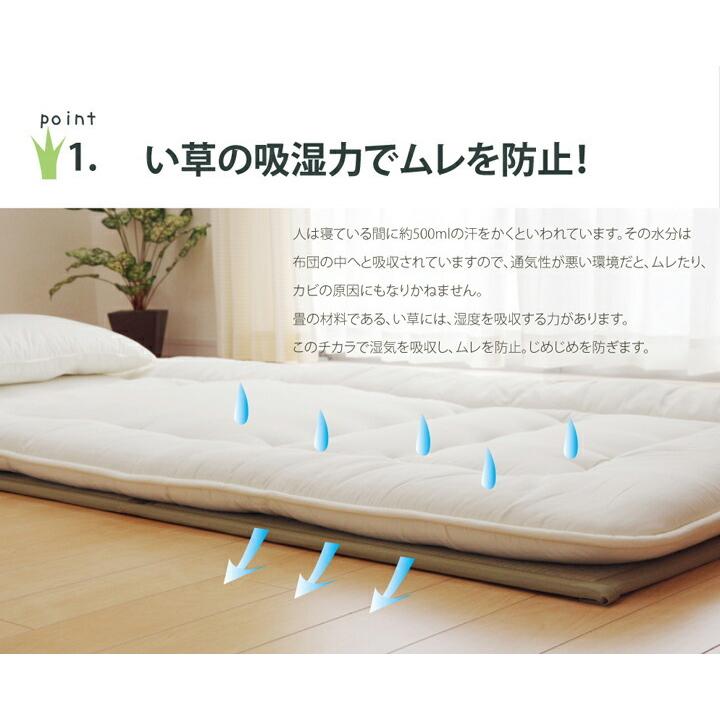 い草ごろ寝マット マットレス シングル 三つ折り い草 置き畳 国産 い草マットレス 約100×210cm 折りたたみ い草マットレス ねござ 寝ござ |  | 03