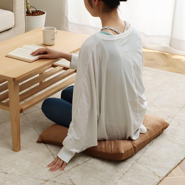 送料無料 クッション リビング用 シート 無地 シンプル モカ 約50×50cm 座布団 坐布団 ざぶとん おしゃれ 高級感 |  | 09