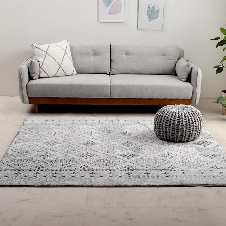 ラグ カーペット 手洗い 正方形 滑りにくい ジャガード織 モロッカンテイスト クッション性 185×185cm 約2畳 床暖房 ホットカーペット対応 こたつ敷布団 高級感 |  | 09