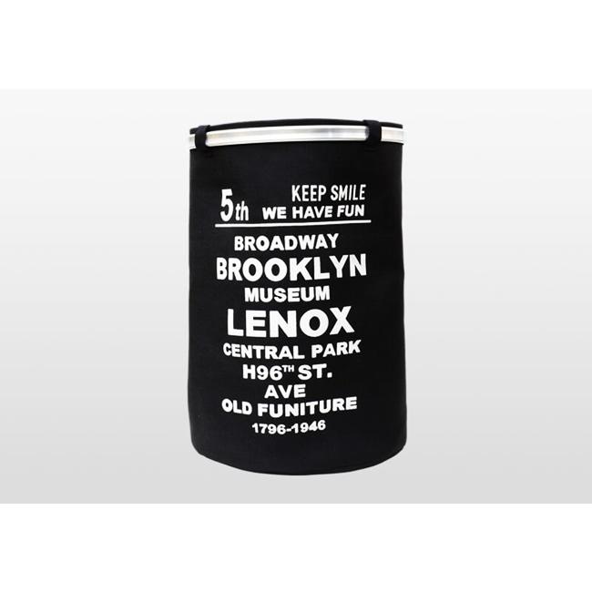 ランドリーバッグ 自立 おしゃれ かわいい ランドリーバスケット おもちゃ箱 小物収納 大容量 収納バッグ ブラック 英字 ブルックリン シンプル カジュアル 黒色 |  | 01