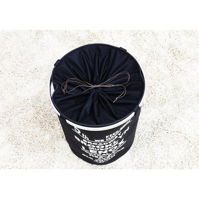 ランドリーバッグ 自立 おしゃれ かわいい ランドリーバスケット おもちゃ箱 小物収納 大容量 収納バッグ ブラック 英字 ブルックリン シンプル カジュアル 黒色 |  | 02