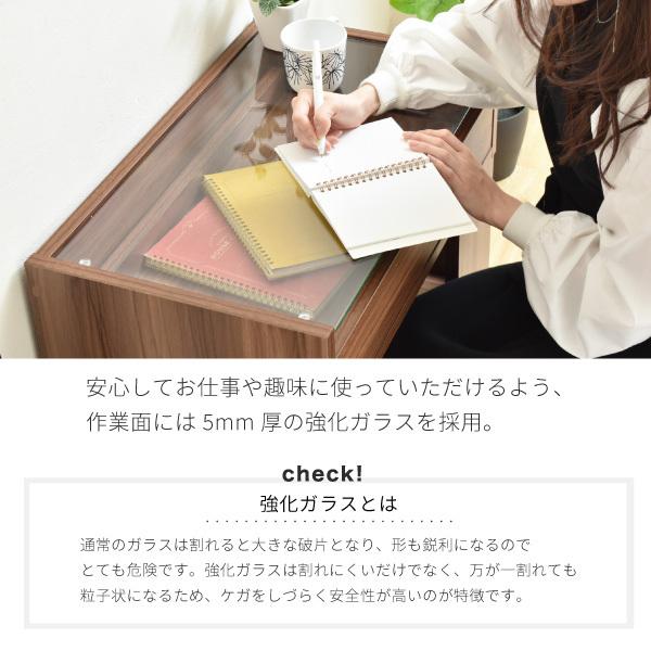 ガラスデスク 幅60 奥行35.5 高さ39.5 ガラス天板 ガラステーブル 引き出し ロータイプ ローデスク ローテーブル ドレッサー 兼 デスク 本棚付き |  | 05