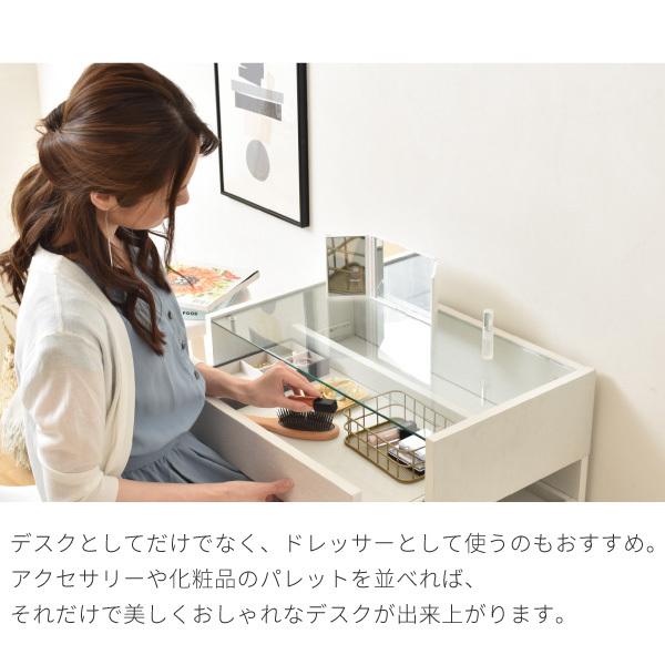 ガラスデスク 幅60 奥行35.5 高さ39.5 ガラス天板 ガラステーブル 引き出し ロータイプ ローデスク ローテーブル ドレッサー 兼 デスク 本棚付き |  | 07