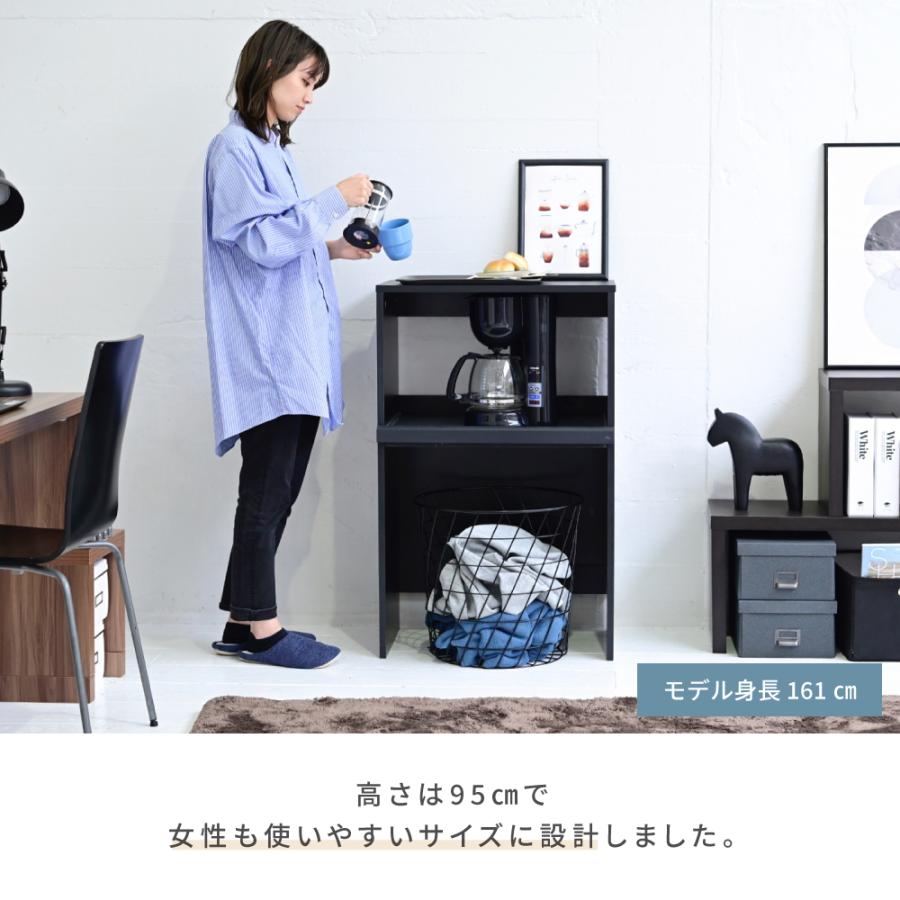 ゴミ箱上収納 レンジラック ゴミ箱 レンジ台 幅60 .5 キッチンラック コンセント レンジ下 トレー ごみ箱収納 ラック ロータイプ ブラック ブラウン ホワイト |  | 04