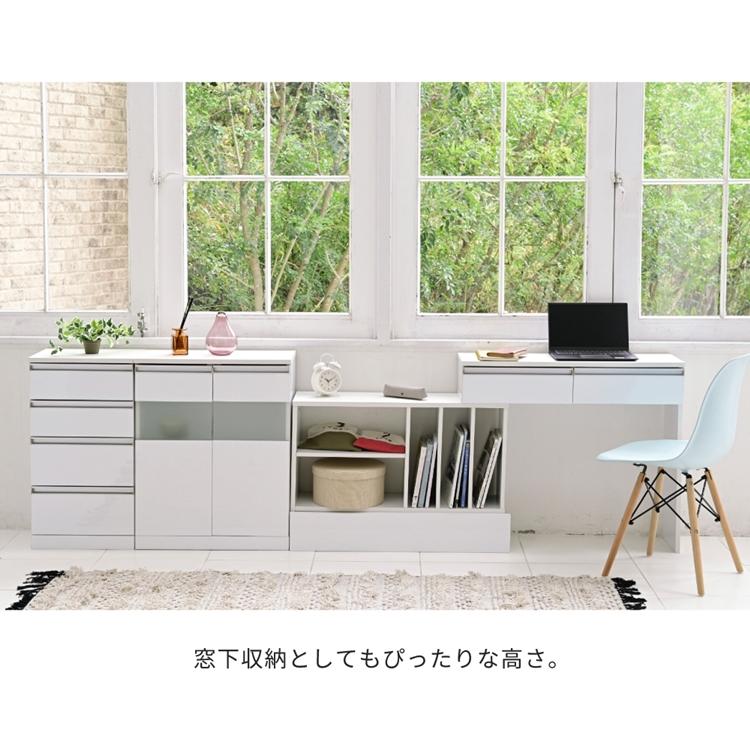 キャビネット 白 サイドボード ホワイト コンパクトキャビネット カウンター下収納 ガラス 扉 付き 薄型 ロータイプ 幅 60 リビング収納 木製 ボックス 鏡面 |  | 14