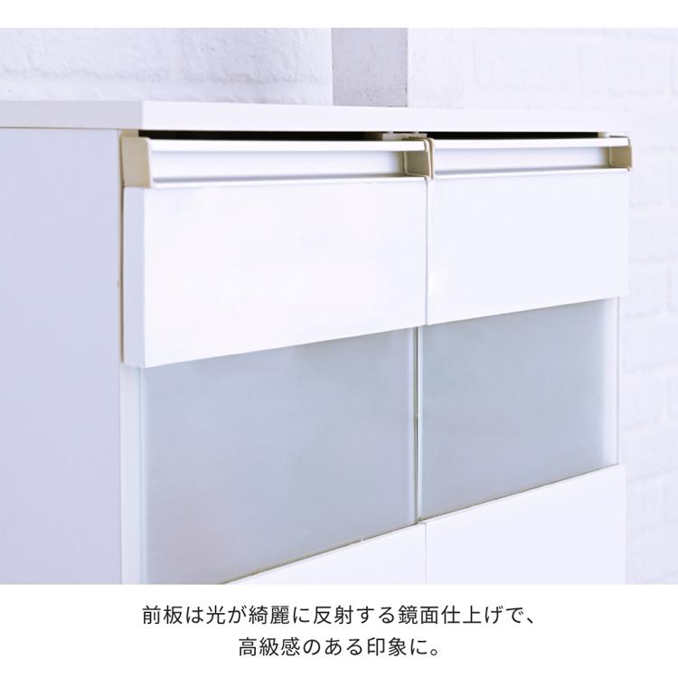 キャビネット 白 サイドボード ホワイト コンパクトキャビネット カウンター下収納 ガラス 扉 付き 薄型 ロータイプ 幅 60 リビング収納 木製 ボックス 鏡面 |  | 04