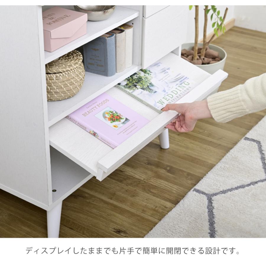 キャビネット 北欧 ディスプレイラック おしゃれ リビングボード ハイタイプ リビングチェスト フラップ サイドボード ホワイト ブラウン フラップ扉 幅75 |  | 04