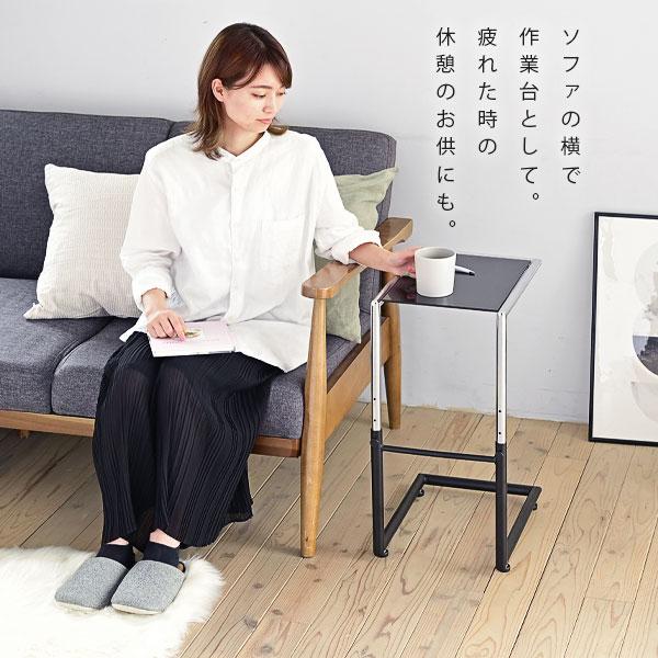 ベッドサイドテーブル スリム サイドテーブル キャスター 付き ベッド横テーブル ガラス コの字 ブラック ソファ サイドテーブル ベッド脇 高さ 調整 |  | 08