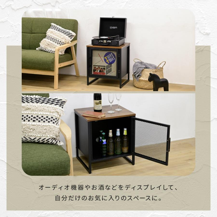 サイドテーブル 収納付き サイドラック 収納棚 扉付き 幅45 コの字 黒 アイアン ベッドサイド ディスプレイラック マガジンラック ベッド横 鉄 鉄製 |  | 09