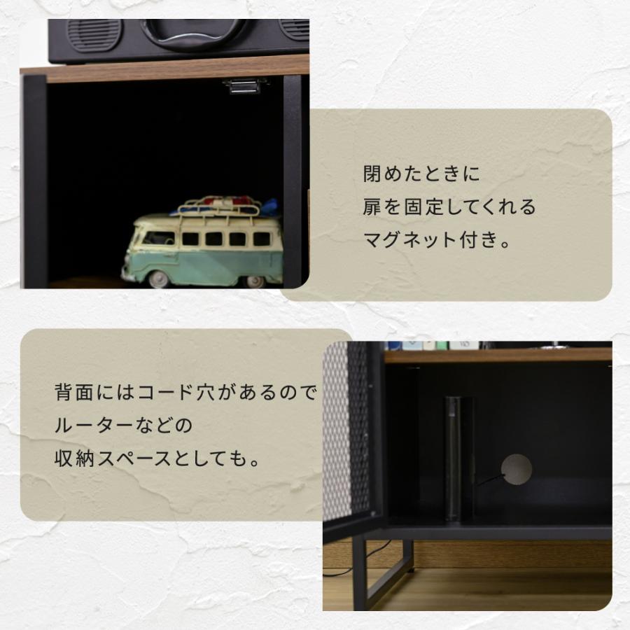 扉付きキャビネット リビングボード ハイタイプ サイドボード幅80 収納棚 チェスト スチール 鉄 鉄製 リビング収納 引き出し 高級感 ブラック 黒 |  | 10