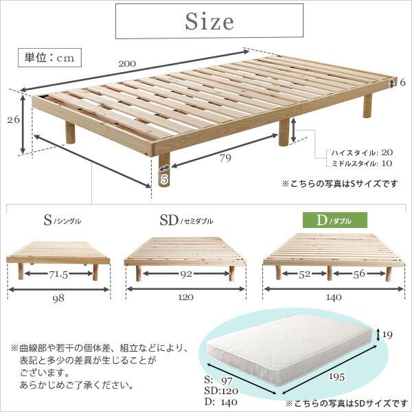 すのこベッド ダブル ポケットコイルロールマットレス付 階高さ調節 木製 ヘッドレス フロアベッド |  | 01