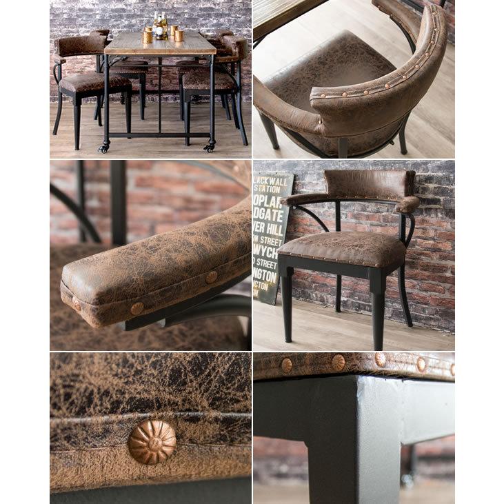 チェア インダストリアル ヴィンテージ加工 シック カフェチェア ダイニングチェアー デスク リビング 店舗 高級感 レザー 椅子 イス レトロ ブラック  合成皮革 |  | 01