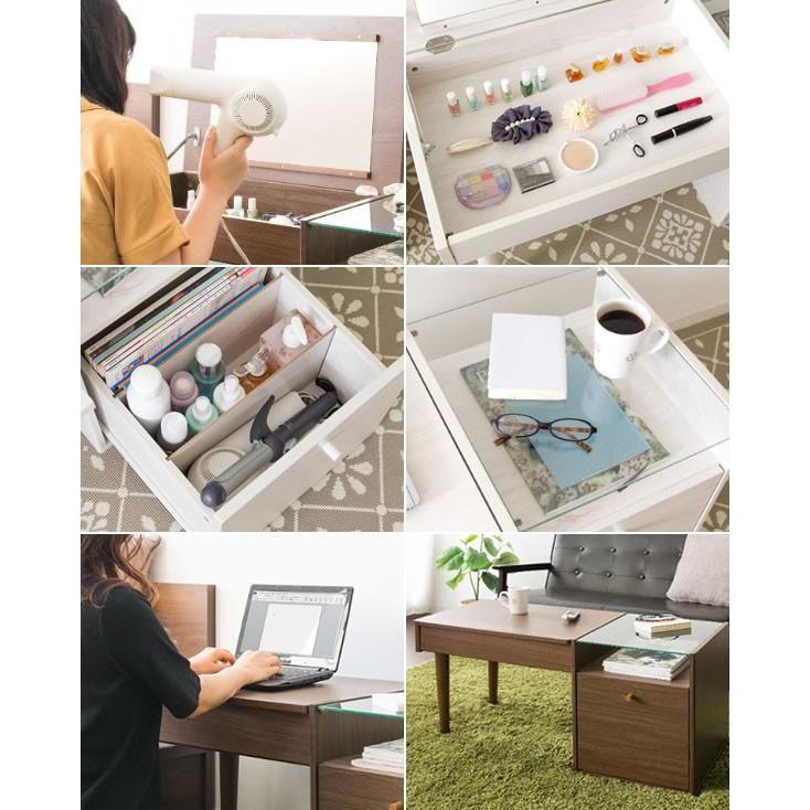 ドレッサー ロータイプ ローテーブル ドレッサーテーブル ガラステーブル リビングテーブル センターテーブル 引き出し 収納付き 鏡台 化粧台 ミラー 鏡 一面鏡 |  | 01