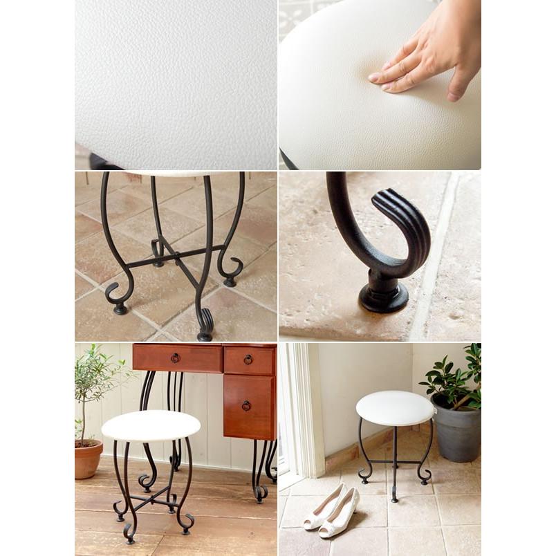 ラウンドスツール 猫脚 アイアン 玄関スツール 玄関ベンチ エントランスチェア エントランススツール 椅子 イス 1人掛け スチール 合皮 レザー |  | 01