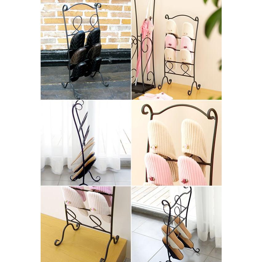 送料無料 スリッパラック 4足収納 玄関ラック 玄関収納 シューズラック コンパクト 隙間 アイアン スリッパ 収納 スリッパスタンド くつ箱シューズボックス |  | 01