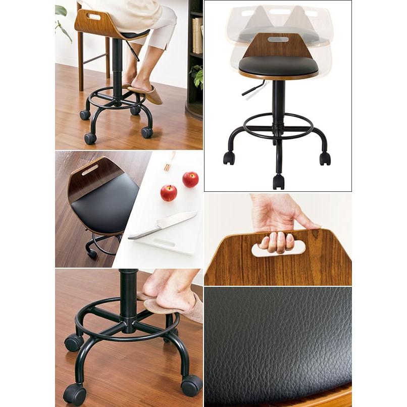 曲げ木カウンターチェア 回転 背もたれ 脚置き付き 高さ調整 曲木 合皮 レザー ハイスツール バーチェア キッチン 台所 リビング ダイニングチェアー 腰掛け |  | 01