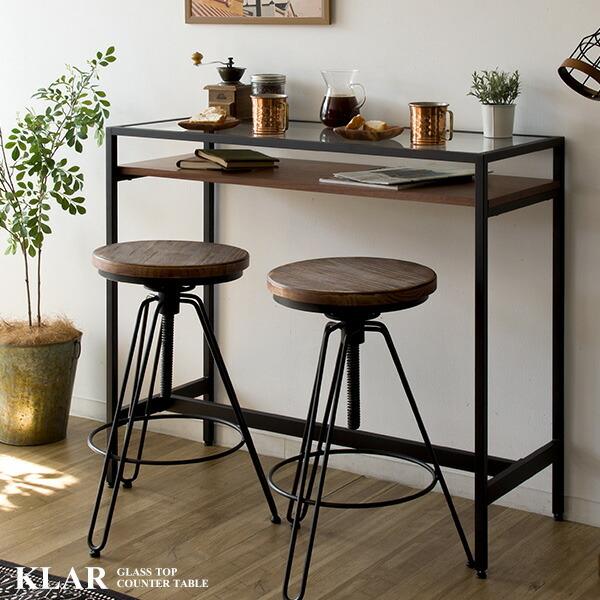 ガラストップカウンターテーブル コレクションテーブル ディスプレイ ハイテーブル バーテーブル スチール 幅100cm 奥行き40cm 高さ90cm 机 ダイニング リビング | 