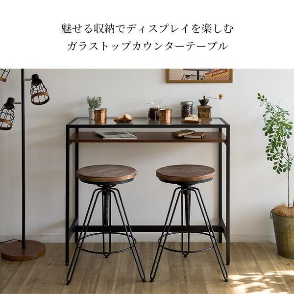 ガラストップカウンターテーブル コレクションテーブル ディスプレイ ハイテーブル バーテーブル スチール 幅100cm 奥行き40cm 高さ90cm 机 ダイニング リビング |  | 01