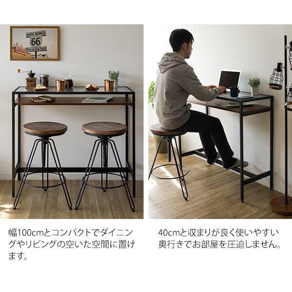 ガラストップカウンターテーブル コレクションテーブル ディスプレイ ハイテーブル バーテーブル スチール 幅100cm 奥行き40cm 高さ90cm 机 ダイニング リビング |  | 10