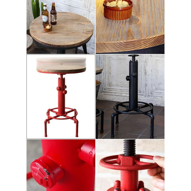 バーテーブル 丸型 昇降テーブル ヴィンテージ加工 高さ調整 スチール ハイテーブル 作業台 ティテーブル カフェテーブル 喫茶店 机 デスク 食卓用 ダイニング |  | 01