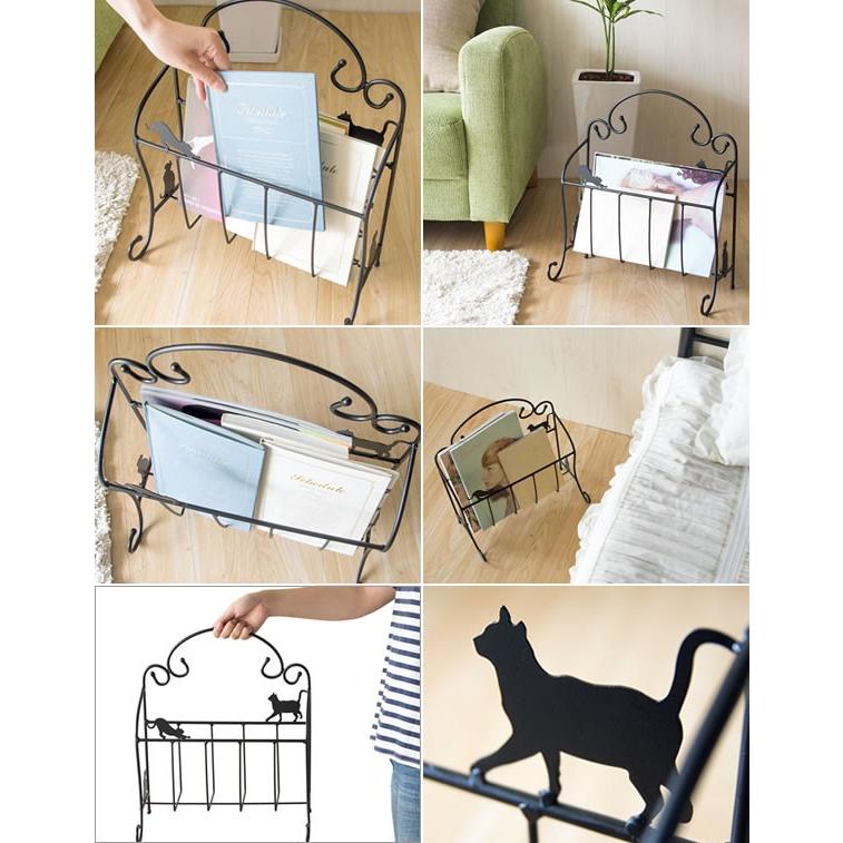 黒猫 マガジンラック ブックスタンド ブックラック 本立て マガジンスタンド ロートアイアン スリム スタンド サイドラック 雑誌収納 新聞ストッカー 本収納 |  | 01