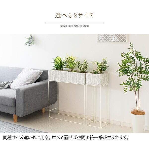 プランタースタンド プラントBOX 観葉植物入れ 植木鉢スタンド 人工ラタン 玄関 リビング 待合室 サイドテーブル 幅60cm ハイタイプ コンパクト インテリア |  | 10